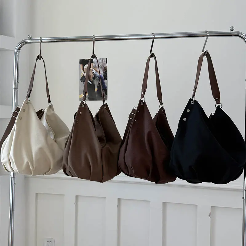 LEFTSIDE Canvas Large Shopper Shopping Hobo Bag for Women 2025 Fashion Handbags Females Travel Shoulder Bag Crossbody Bags