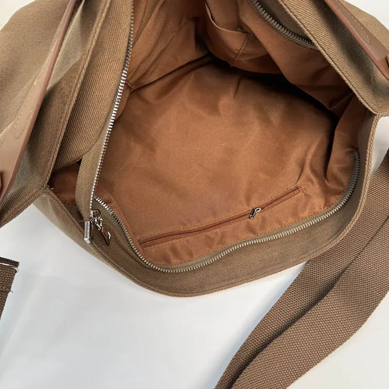 LEFTSIDE Canvas Large Shopper Shopping Hobo Bag for Women 2025 Fashion Handbags Females Travel Shoulder Bag Crossbody Bags