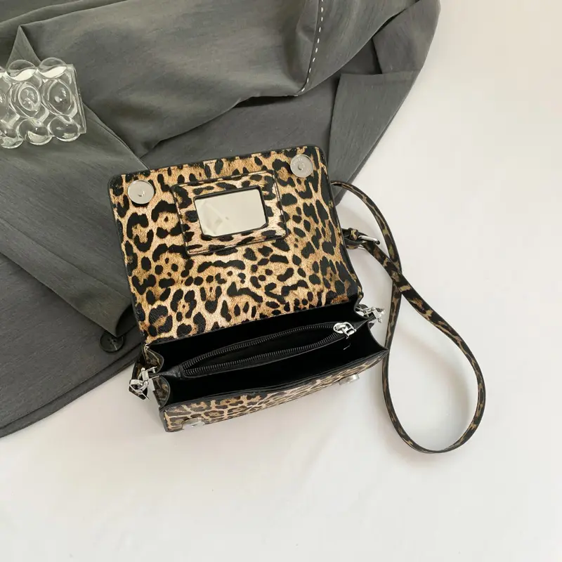 Mini Leopard Pu Leather Shoulder Bags for Women 2025 Y2k New Korean Fashion Travel Handbags and Purses Female Flap Crossbody Bag