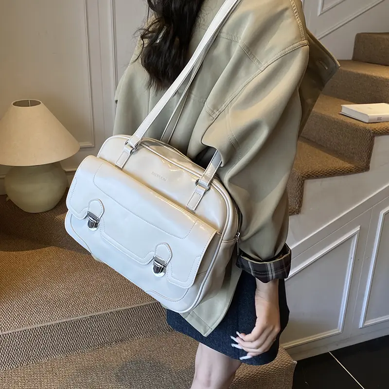 LEFTSIDE Women Japanese Style PU Leather Shoulder Bag 2025 Winter New Fashion Retro Underarm Bag Luxury Brand Designer Handbags