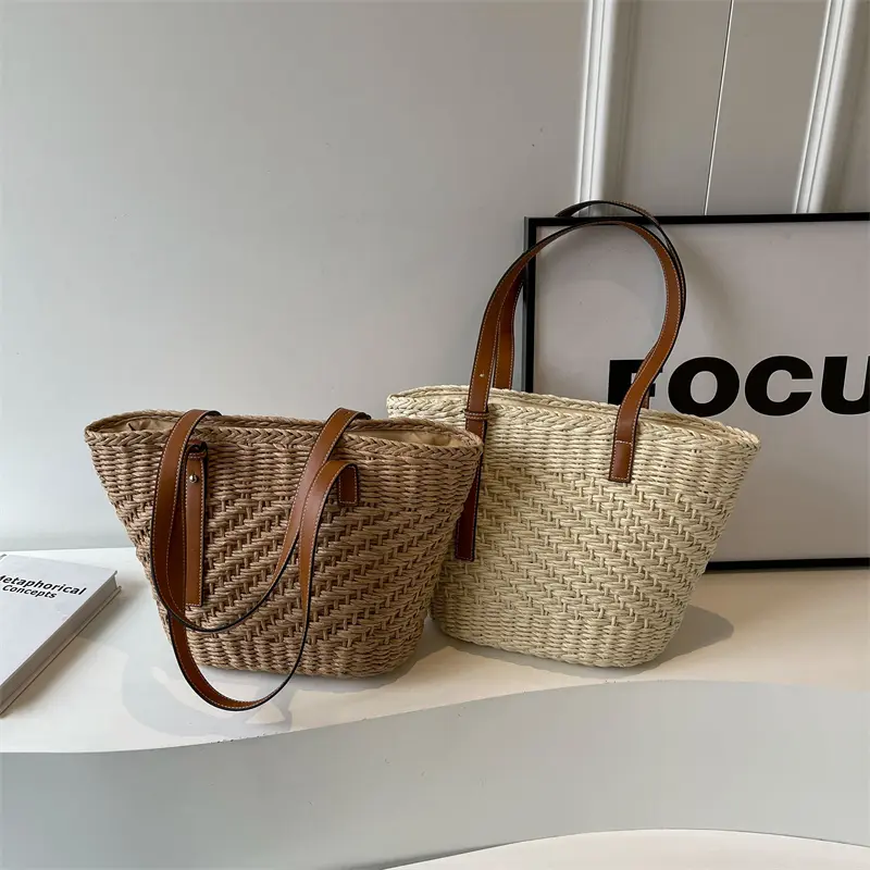 LEFTSIDE Summer New Big Straw Weaving Crossbody Bag 2025 Trend Fashionable Casual Tote Beach Bag Women's Shoulder Bag Handbags