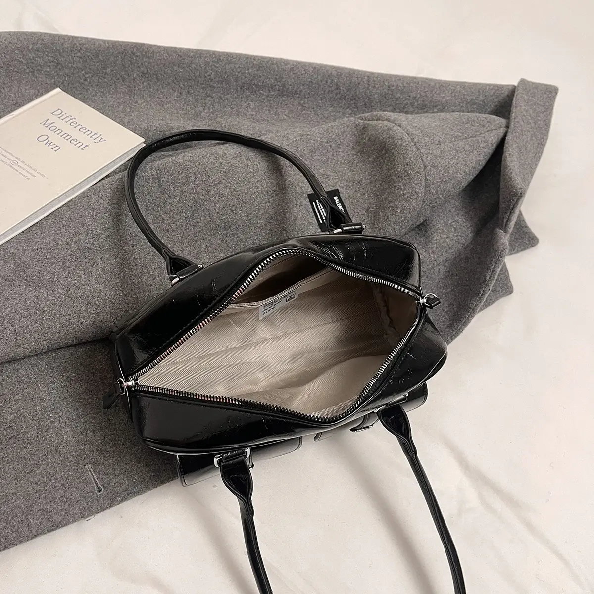 LEFTSIDE Small PU Leather Double Pockets Underarm Bags for Women 2024 Y2K New Luxury Shoulder Bag Females Handbags and Purses
