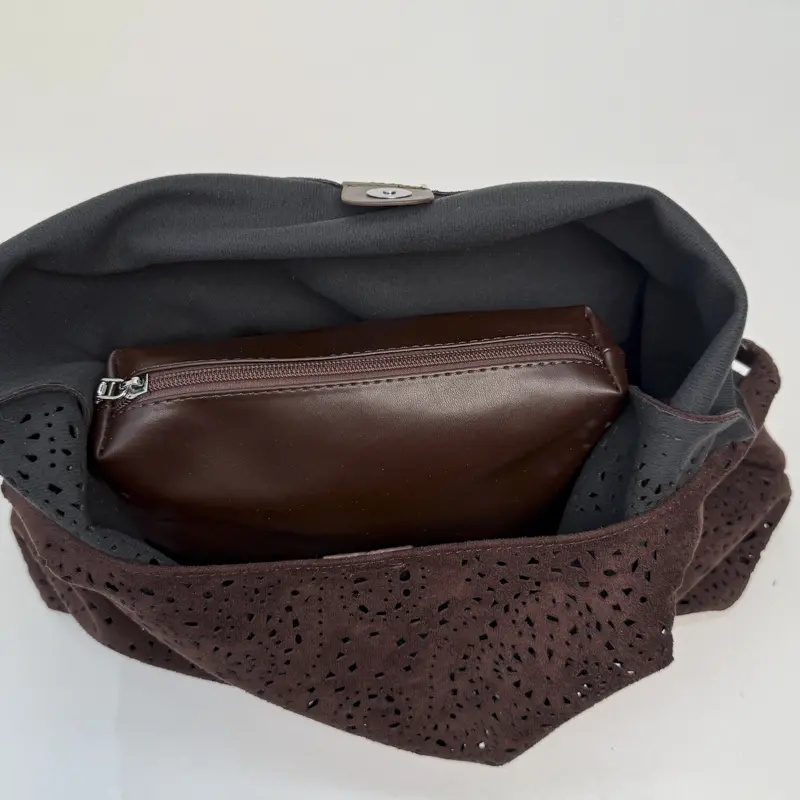 LEFTSIDE Women's Pu Leather Shoulder Bag 2025 Winter New Fashion Retro Hollow-out Hobo Bag Luxury Brand Designer Handbags