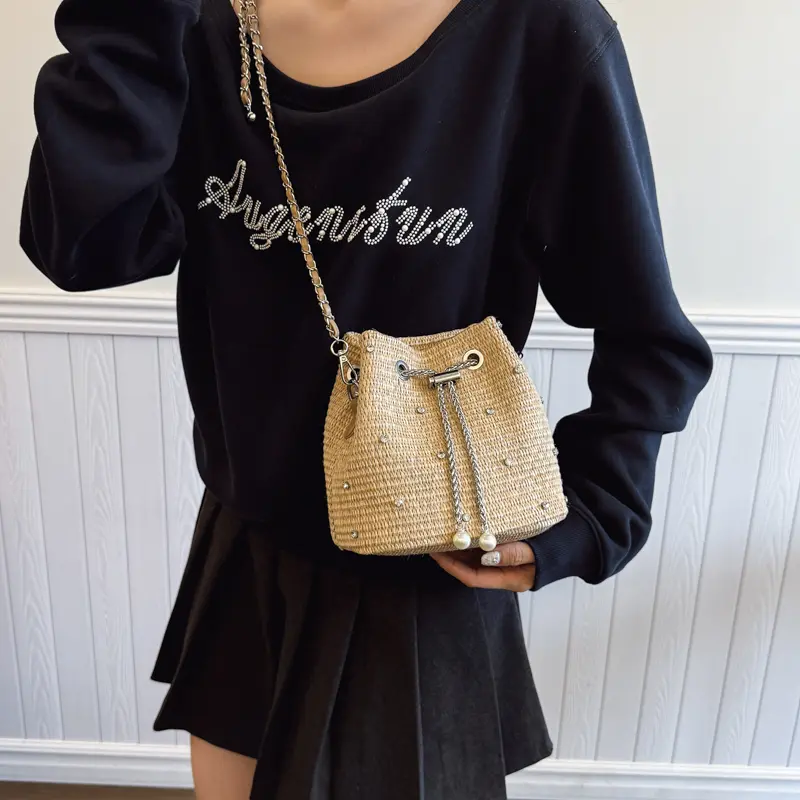 LEFTSIDE Chinese Style Small Shoulder Bags for Women 2025 Summer New Trend Crossbody Bag Females Chain ​Bucket Bags Handbags