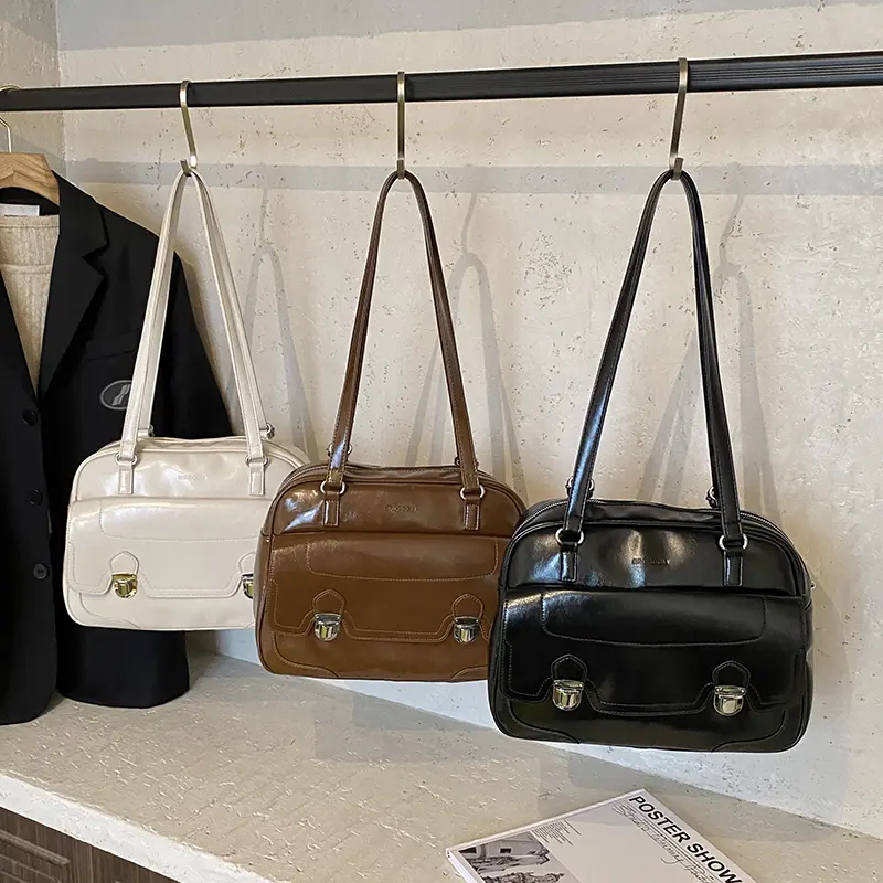 LEFTSIDE Women Japanese Style PU Leather Shoulder Bag 2025 Winter New Fashion Retro Underarm Bag Luxury Brand Designer Handbags