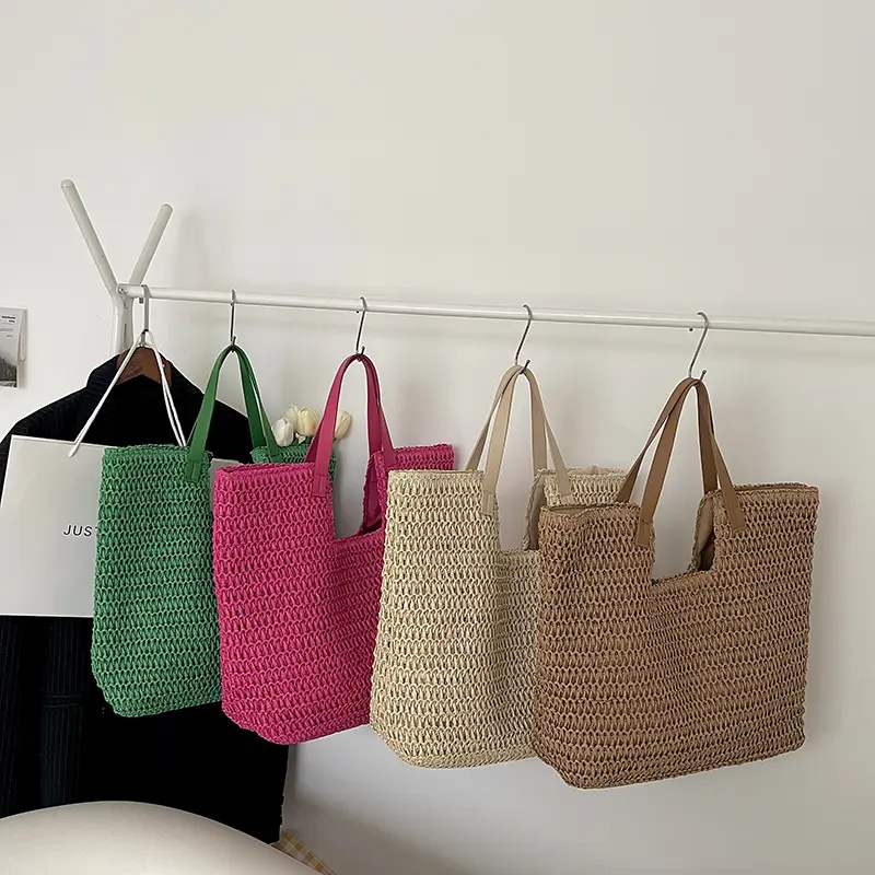Summer Women Weave Straw Big Tote Bag 2025 New In Travel Beach Bags Handmade Shopper Shopping Shoulder Bag with Short Handle