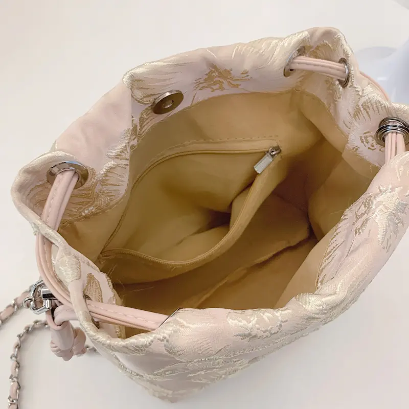 LEFTSIDE Chinese Style Small Shoulder Bags for Women 2025 Summer New Trend Crossbody Bag Females Chain ​Bucket Bags Handbags