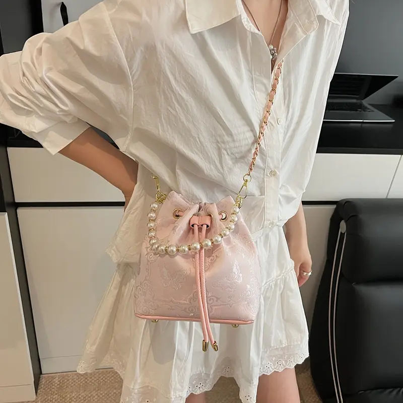 LEFTSIDE Chinese Style Mini Shoulder Bags for Women 2025 Summer New Trend Crossbody Bag Females Chain ​Bucket Bags Handbags