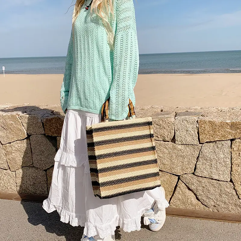LEFTSIDE Weave Small Short Handle Straw Shoulder Bags for Women 2025 Summer New Tote Bag Females Beach Bags Handbags and Purses