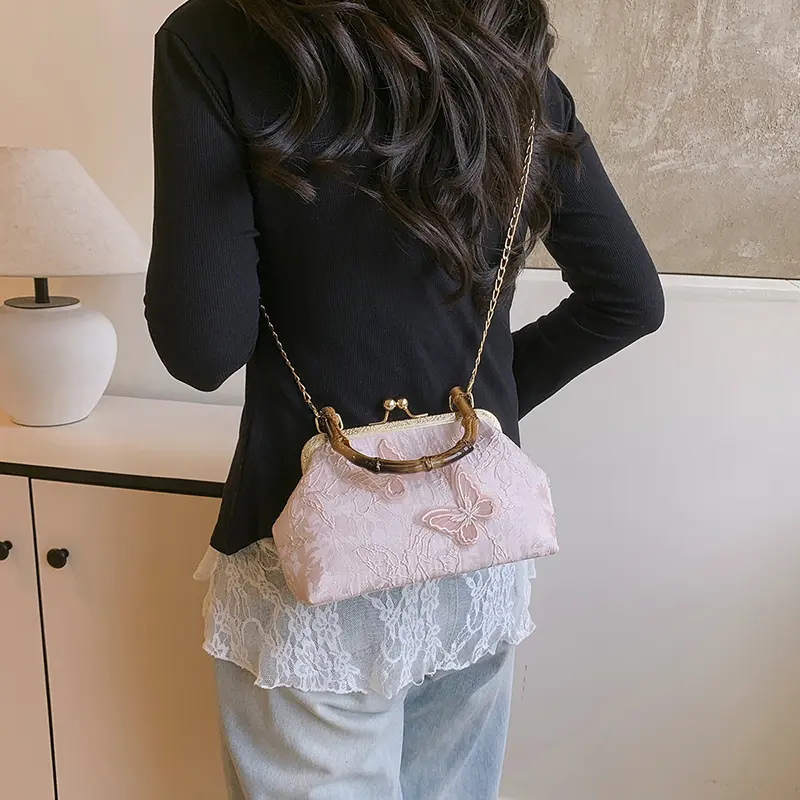 LEFTSIDE Small Chinese Style Cloth Crossbody Bags for Women Chain Shoulder Bags Females Short Handle Handbags Evening Purses