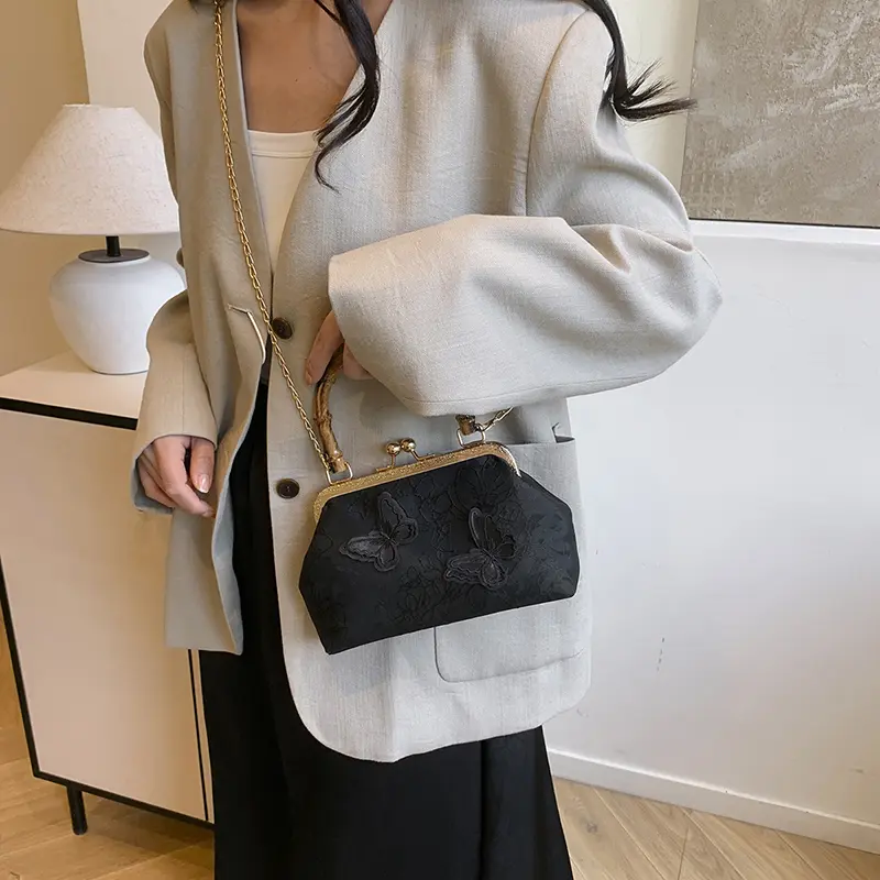 LEFTSIDE Small Chinese Style Cloth Crossbody Bags for Women Chain Shoulder Bags Females Short Handle Handbags Evening Purses