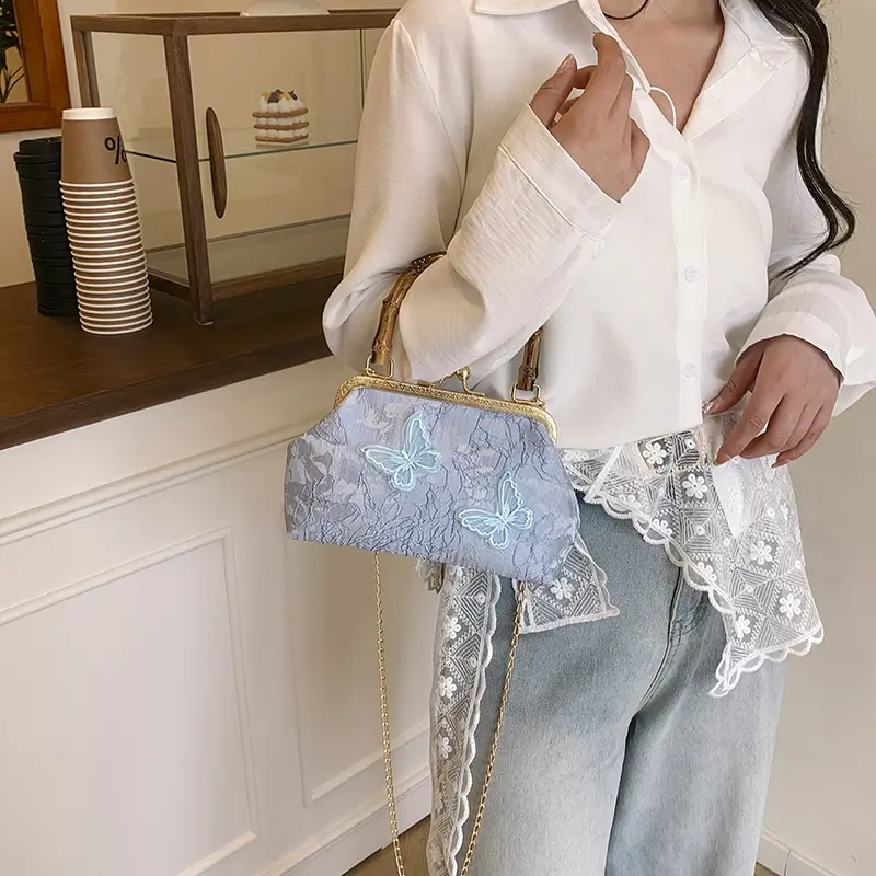 LEFTSIDE Small Chinese Style Cloth Crossbody Bags for Women Chain Shoulder Bags Females Short Handle Handbags Evening Purses