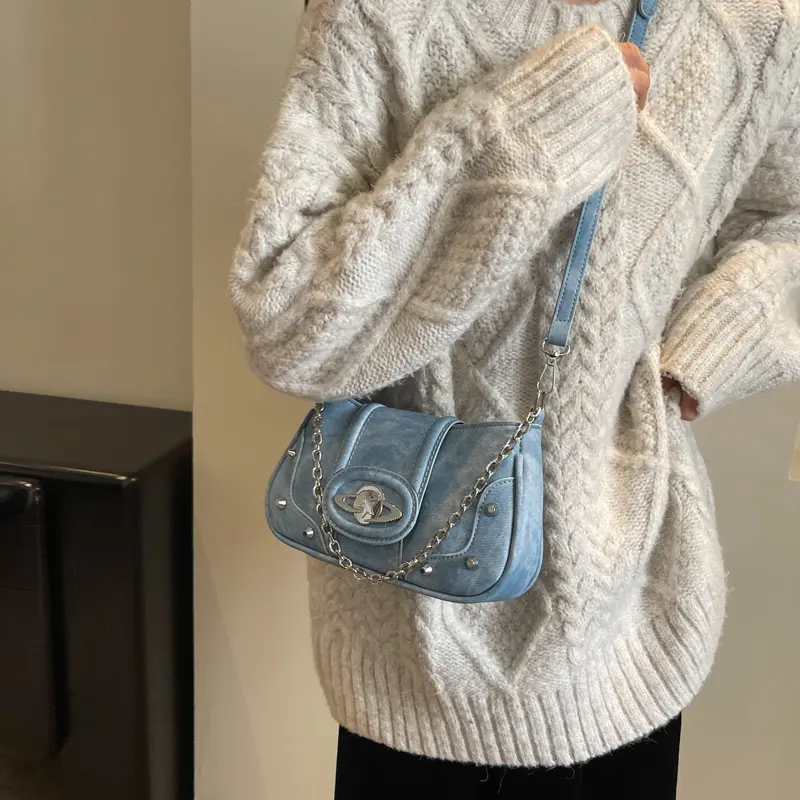 LEFTSIDE Small PU Leather Crossbody Bags for Women 2025 Winter CHAIN Underarm Bag Handbags and Purses Fashion Shoulder Bag