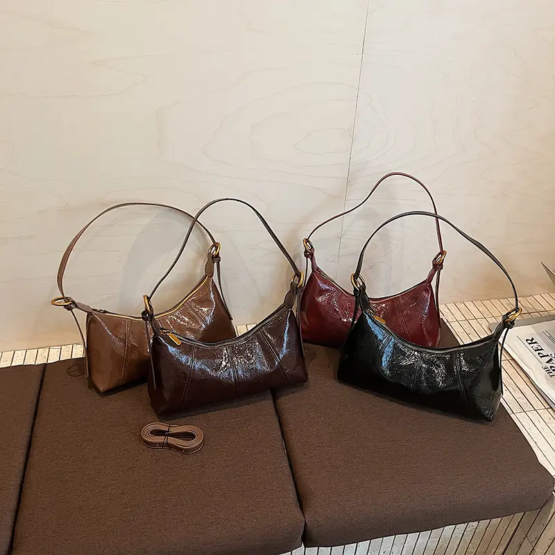 LEFTSIDE Retro Small Splicing Leather Underarm Bag 2025 New Trendy Shoulder Bag Fashion Crossbody Bag Females Luxury Handbags