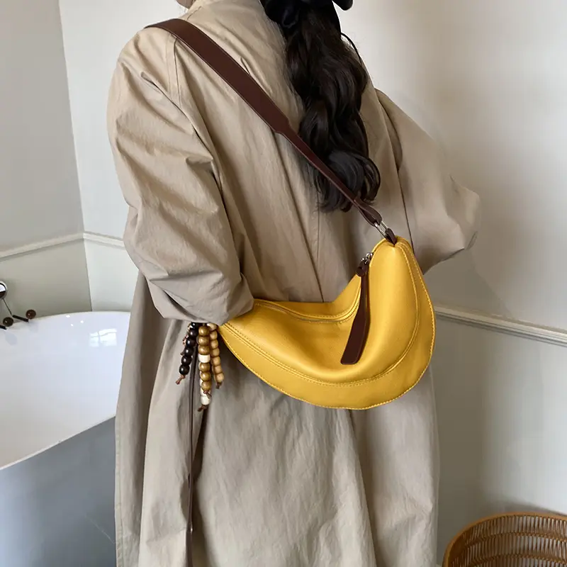 LEFTSIDE Luxury PU Leather Small Saddle Bag Female Underarm Bag 2025 Winter Retro Female New Handbags Crossbody Shoulder Bag