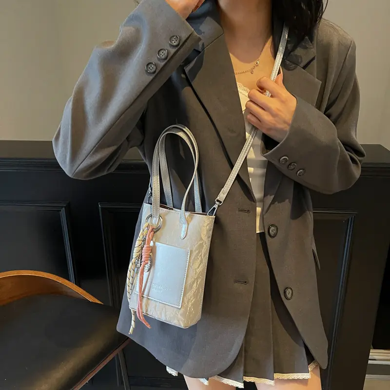 LEFTSIDE Mini PU Leather Crossbody Bags for Phone Women 2025 Summer Fashion Shoulder  Bag Females Silver Handbags and Purses