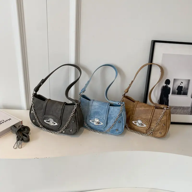 LEFTSIDE Small PU Leather Crossbody Bags for Women 2025 Winter CHAIN Underarm Bag Handbags and Purses Fashion Shoulder Bag