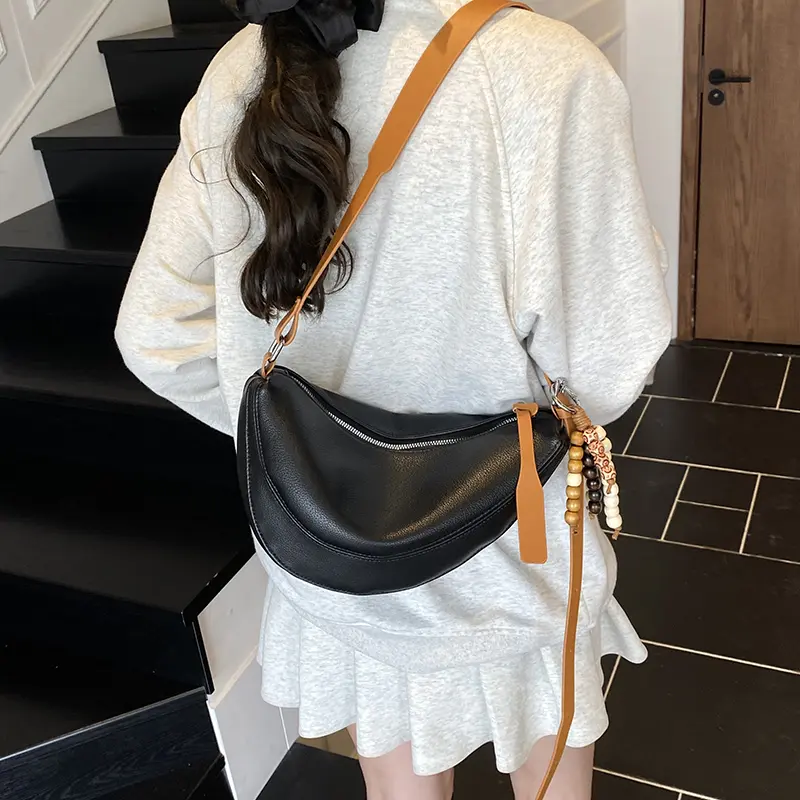 LEFTSIDE Luxury PU Leather Small Saddle Bag Female Underarm Bag 2025 Winter Retro Female New Handbags Crossbody Shoulder Bag