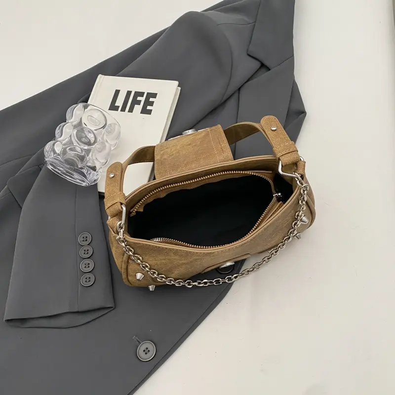 LEFTSIDE Small PU Leather Crossbody Bags for Women 2025 Winter CHAIN Underarm Bag Handbags and Purses Fashion Shoulder Bag