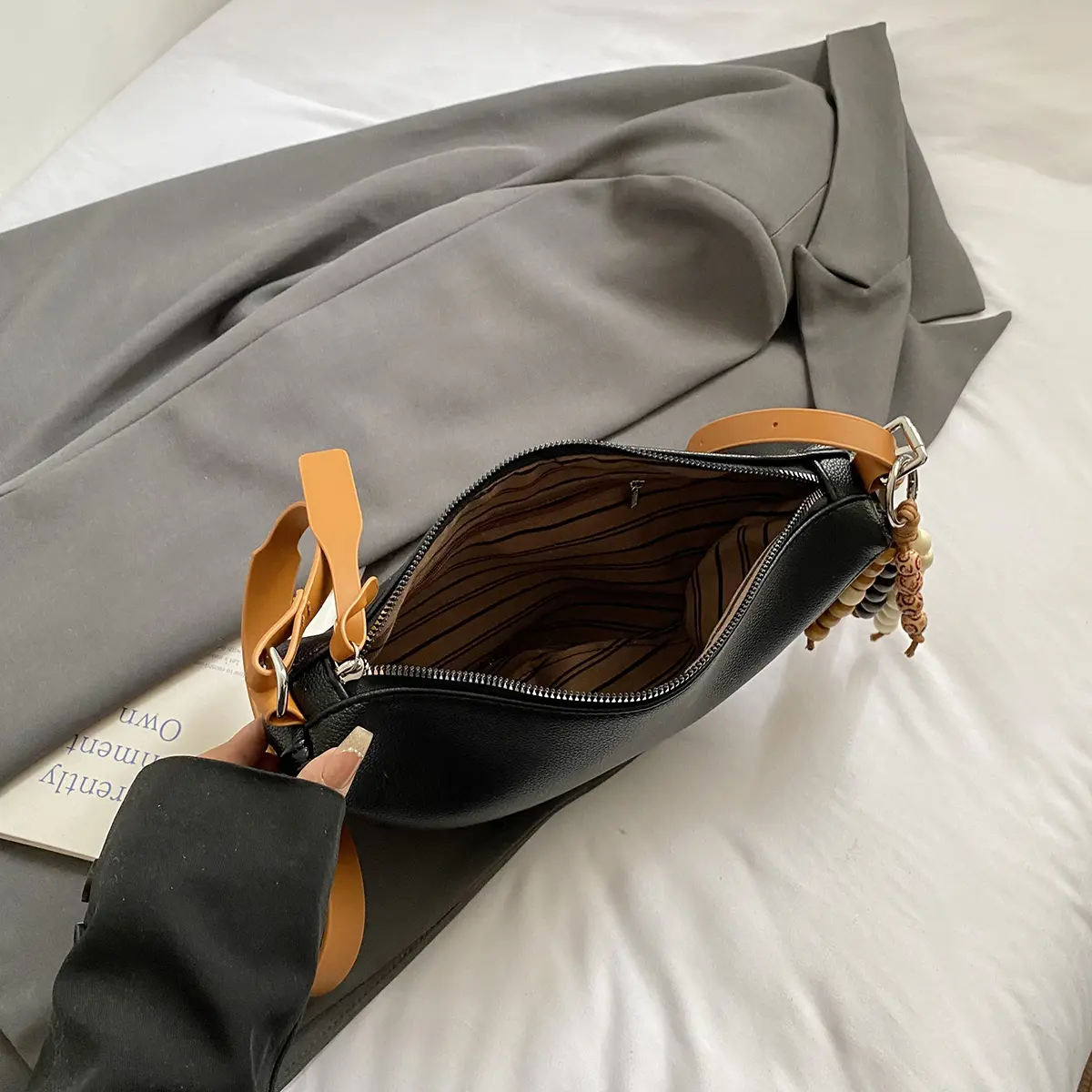 LEFTSIDE Luxury PU Leather Small Saddle Bag Female Underarm Bag 2025 Winter Retro Female New Handbags Crossbody Shoulder Bag