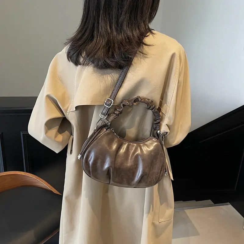 LEFTSIDE Small PU Leather Crossbody Bags for Women 2024 Y2K New Luxury Short Handle Shoulder Bag Females Handbags and Purses