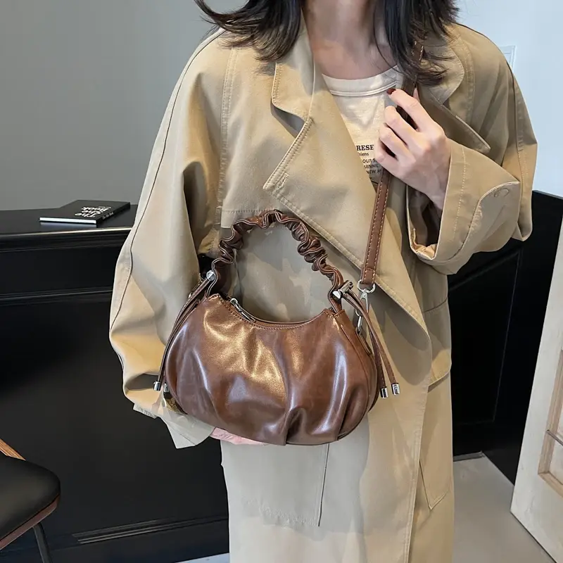 LEFTSIDE Small PU Leather Crossbody Bags for Women 2024 Y2K New Luxury Short Handle Shoulder Bag Females Handbags and Purses