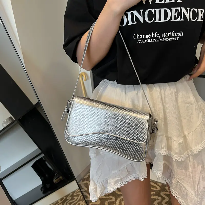 LEFTSIDE Small PU Leather Crossbody Bags for Women 2025 New Luxury Korean Fashion Serpentine Handbags and Purses Shoulder Bag