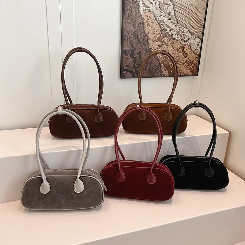 LEFTSIDE Faux Suede Retro Shoulder Bag for Women 2024 Winter Trend New Y2K Handbags Females Travel Luxury Fashion Tote Bags