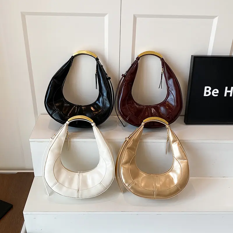 LEFTSIDE Retro Small Splicing Leather Saddle Bag 2025 New Trendy Shoulder Bag Fashion Underarm Bag Females Luxury Handbags