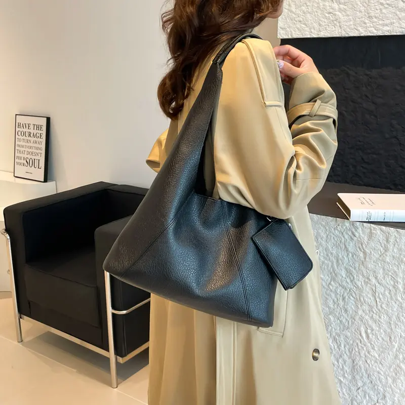 LEFTSIDE 2 Pcs/set PU Leather Small Shoulder Bags for Women Hobo Bag 2025 Winter Luxury New Trend Designer Purses and Handbags
