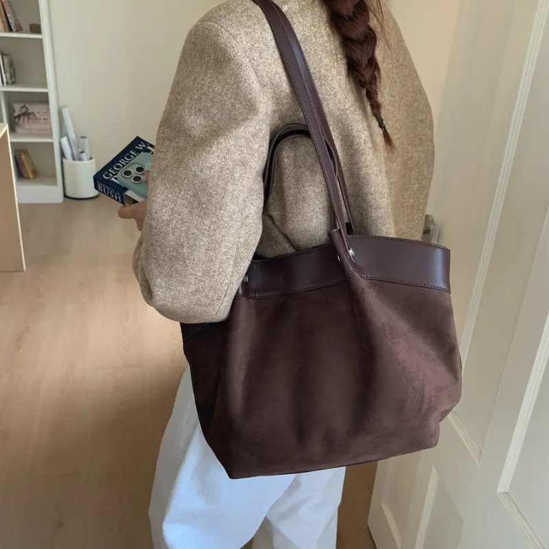 LEFTSIDE Luxury Brand Simple High-capacity PU Leather Hobo Bag Female Shoulder Bag 2025 Winter Retro Female New Handbags