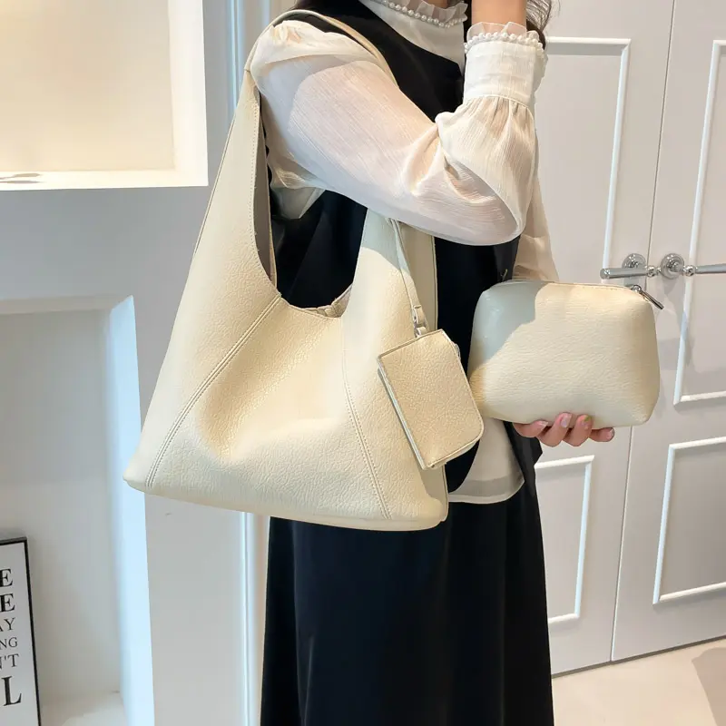 LEFTSIDE 2 Pcs/set PU Leather Small Shoulder Bags for Women Hobo Bag 2025 Winter Luxury New Trend Designer Purses and Handbags