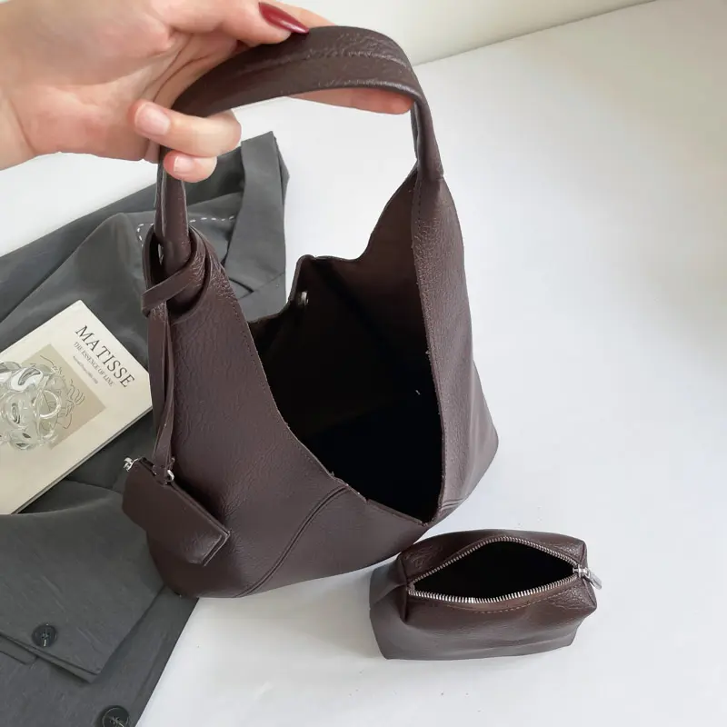 LEFTSIDE 2 Pcs/set PU Leather Small Shoulder Bags for Women Hobo Bag 2025 Winter Luxury New Trend Designer Purses and Handbags
