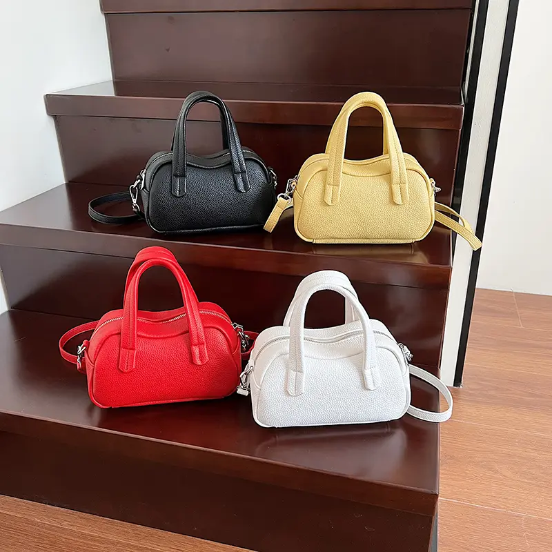 LEFTSIDE 2025 New In Small PU Leather Solid Color Handbags and Purses Women's Crossbody Bag Short Handle Yellow Shoulder Bags