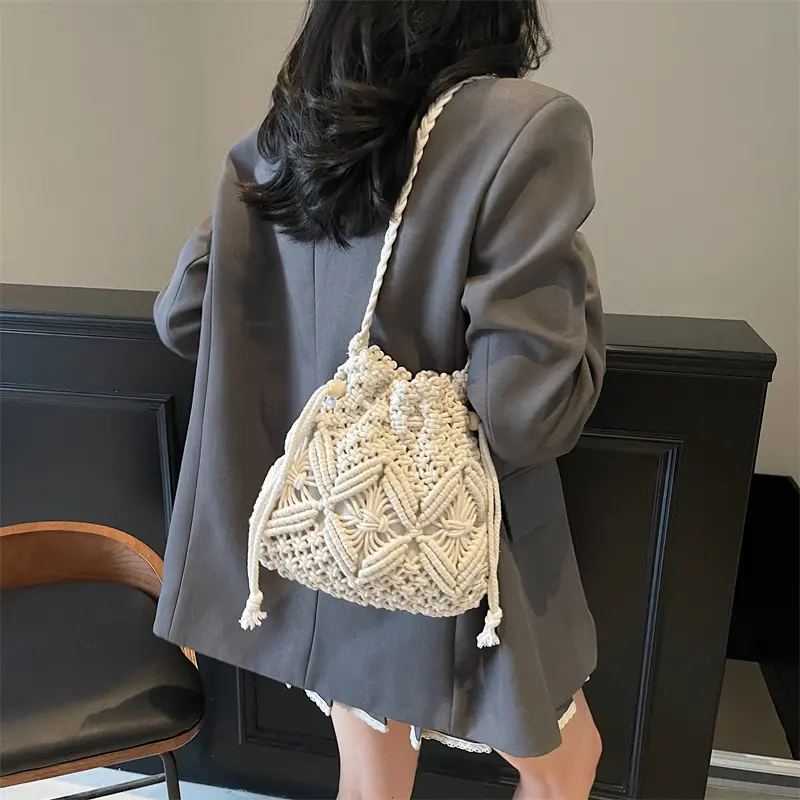 LEFTSIDE Bucket Beach Shoulder Bags for Women Woven Crossbody Bag for Ladies Travels 2025 New Summer Trendy Handbags and Purses