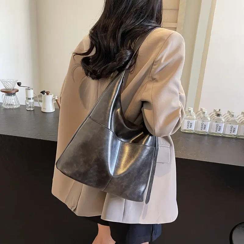 LEFTSIDE Retro 2 Pcs/set PU Leather Underarm Bags For Women 2024 Winter Y2K Female Fashion Shoulder Bag Handbags And Purses
