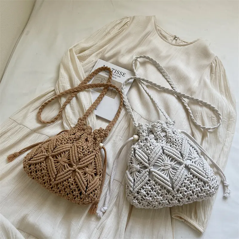 LEFTSIDE Bucket Beach Shoulder Bags for Women Woven Crossbody Bag for Ladies Travels 2025 New Summer Trendy Handbags and Purses