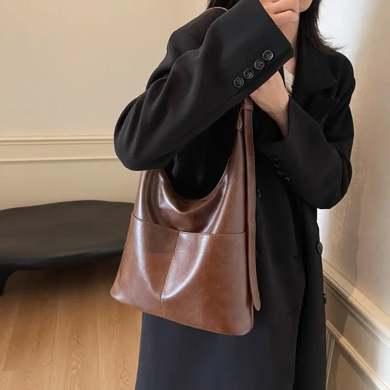 LEFTSIDE Retro 2 Pcs/set PU Leather Underarm Bags For Women 2024 Winter Y2K Female Fashion Shoulder Bag Handbags And Purses