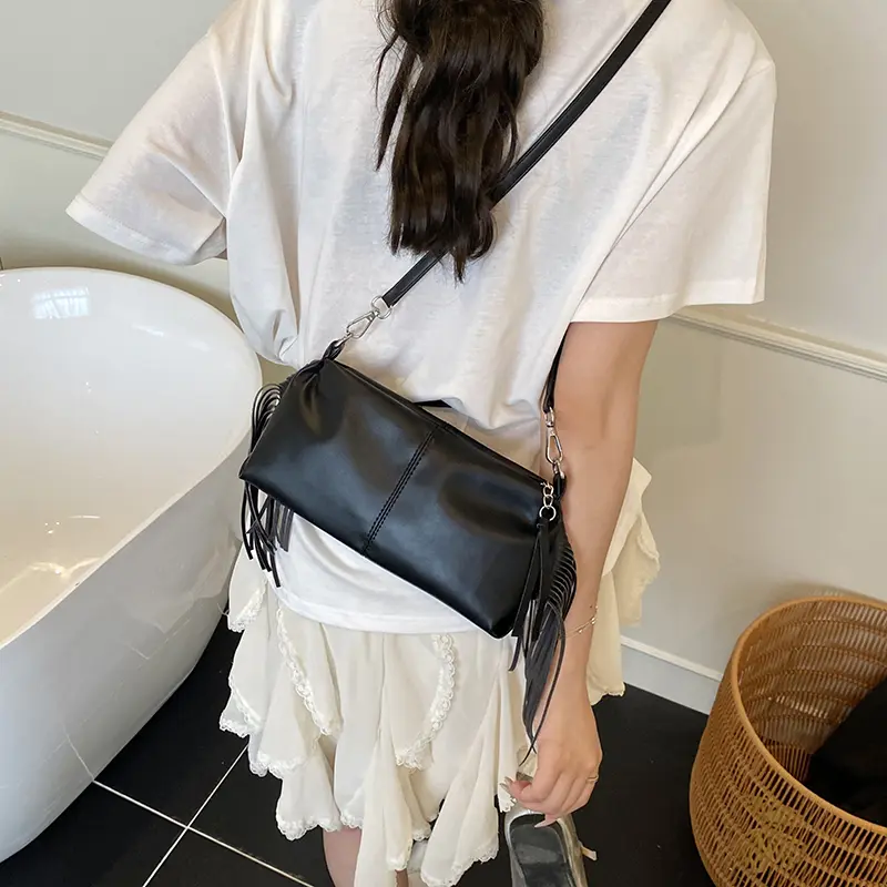 LEFTSIDE Design Small PU Leather Shoulder Bags for Women 2025 New Luxury Tassels Crossbody Bag Females ​Handbags and Purses