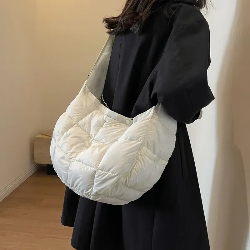 LEFTSIDE Soft Big Padded Shoulder Bag for Women 2025 Korean Fashion Trends Tote Bag Winter Simple Crossbody Bag Handbags