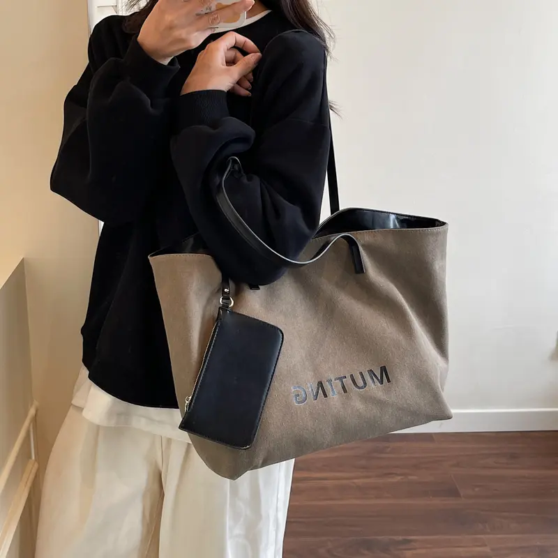 LEFTSIDE 2025 New High capacity Cloth Handbags and Purses Women Underarm Tote Bag Luxury Brand Retro Short Handle Shoulder Bags