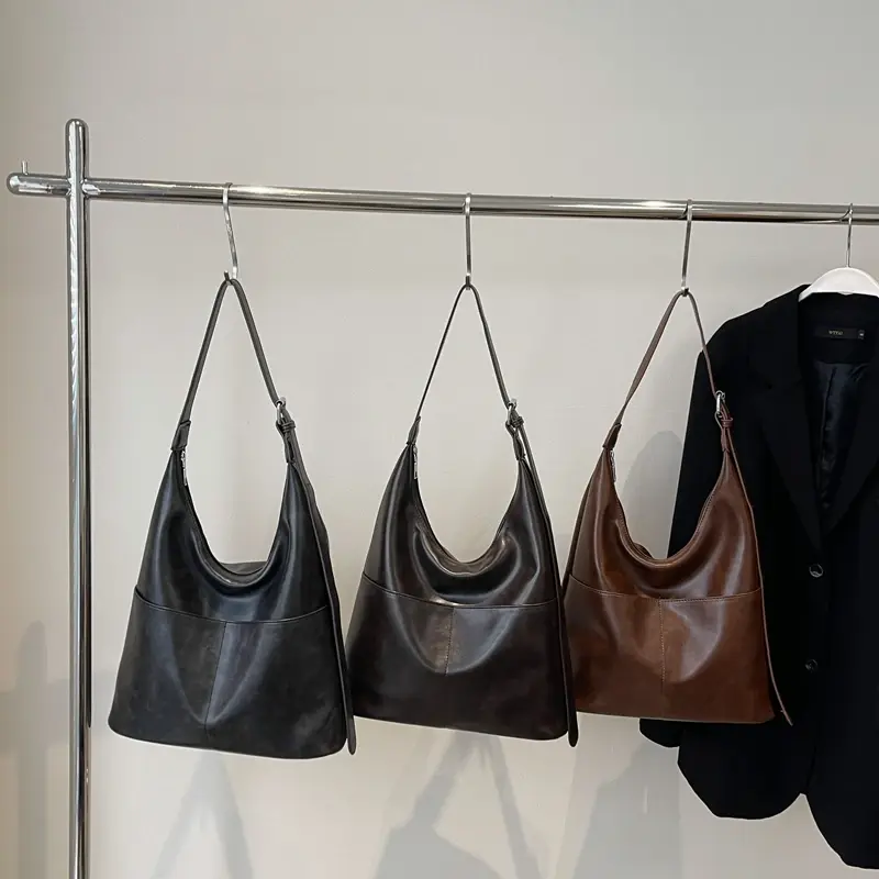 LEFTSIDE Retro 2 Pcs/set PU Leather Underarm Bags For Women 2024 Winter Y2K Female Fashion Shoulder Bag Handbags And Purses