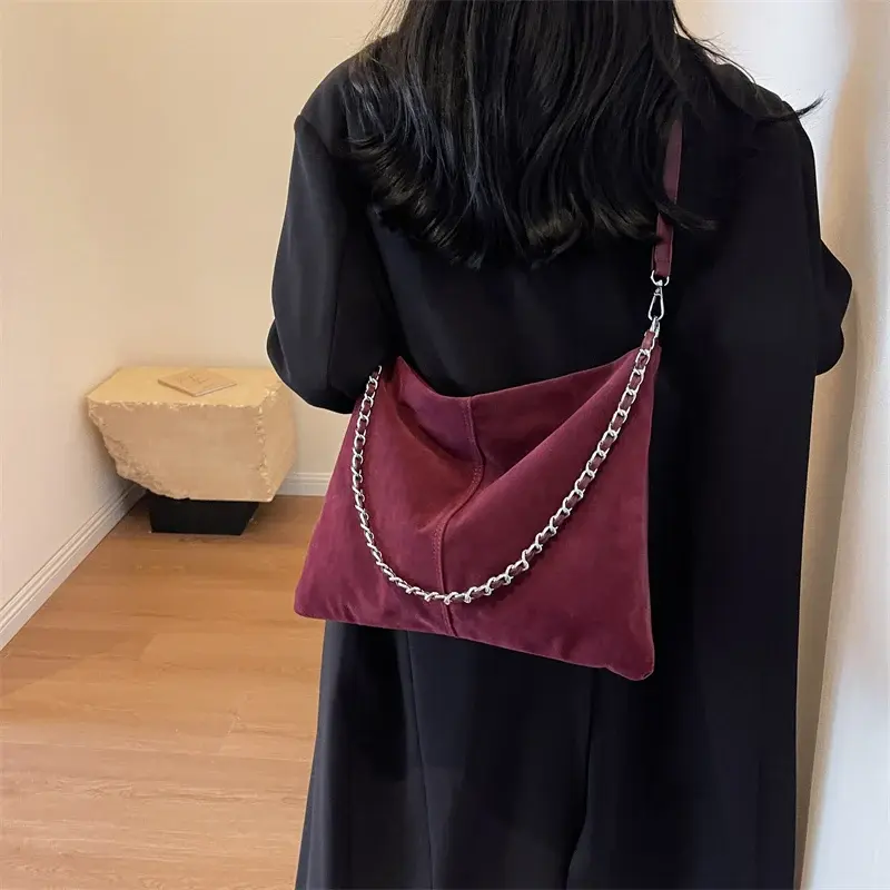 LEFTSIDE Retro PU Leather Shoulder Bags For Women 2025 Y2K Winter Fashion Trend Crossbody Bag Female Chain Handbags And Purses