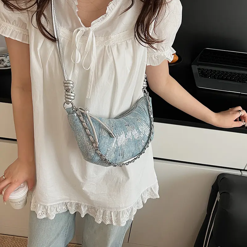 LEFTSIDE 2025 New Trend Small Splicing Leather Shoulder Bag Women Fashion Simple Handbags and Purses Lady Chain Crossbody Bag