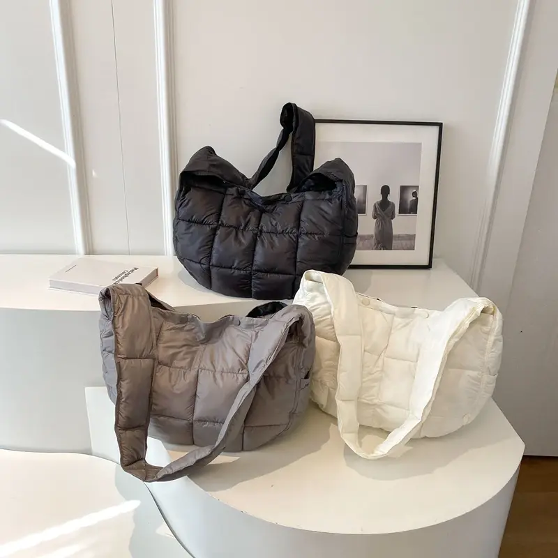 LEFTSIDE Soft Big Padded Shoulder Bag for Women 2025 Korean Fashion Trends Tote Bag Winter Simple Crossbody Bag Handbags