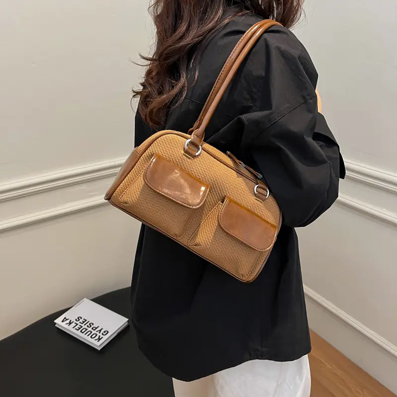 LEFTSIDE Women Small PU Leather Pockets Design Shoulder Bag 2025 New Trend Y2K Simple Green Underarm Bag Female Y2k Handbags
