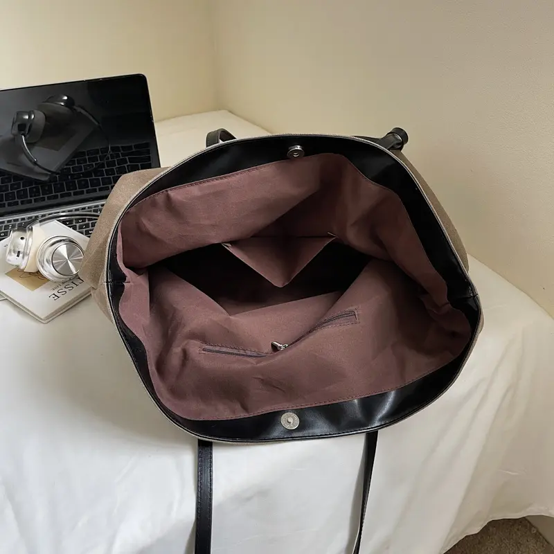 LEFTSIDE 2025 New High capacity Cloth Handbags and Purses Women Underarm Tote Bag Luxury Brand Retro Short Handle Shoulder Bags