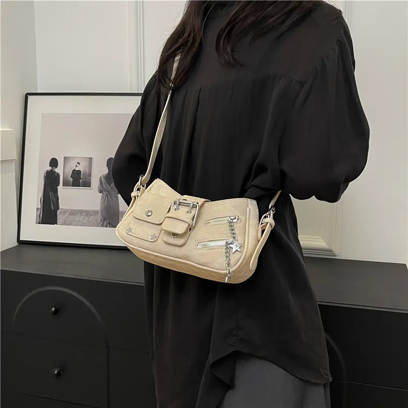 LEFTSIDE Belt Design Pu Leather Crossbody Bags for Women 2025 Y2K Trend Fashion Shoulder Bag Lady Small Handbags and Purses