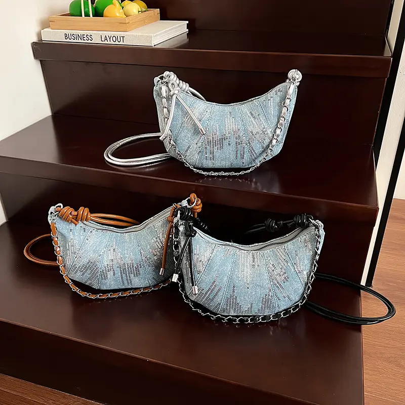 LEFTSIDE 2025 New Trend Small Splicing Leather Shoulder Bag Women Fashion Simple Handbags and Purses Lady Chain Crossbody Bag