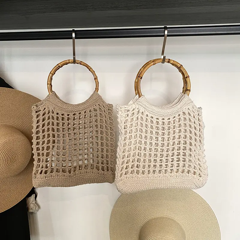 LEFTSIDE 2025 Round Handle Summer Shoulder Bags Lady Travel Handbags Beach Bag Hollow Out Weave New Shopper Shopping Bag